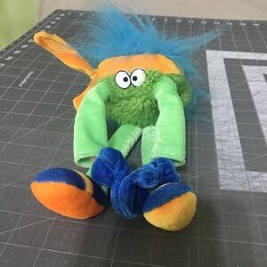 BJ Toy Company Stuffed Animal Orange Headband Teal Hair Green Blue Plush